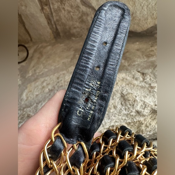 Chanel Black Leather Curb Chain Belt Vintage - Picture 9 of 9